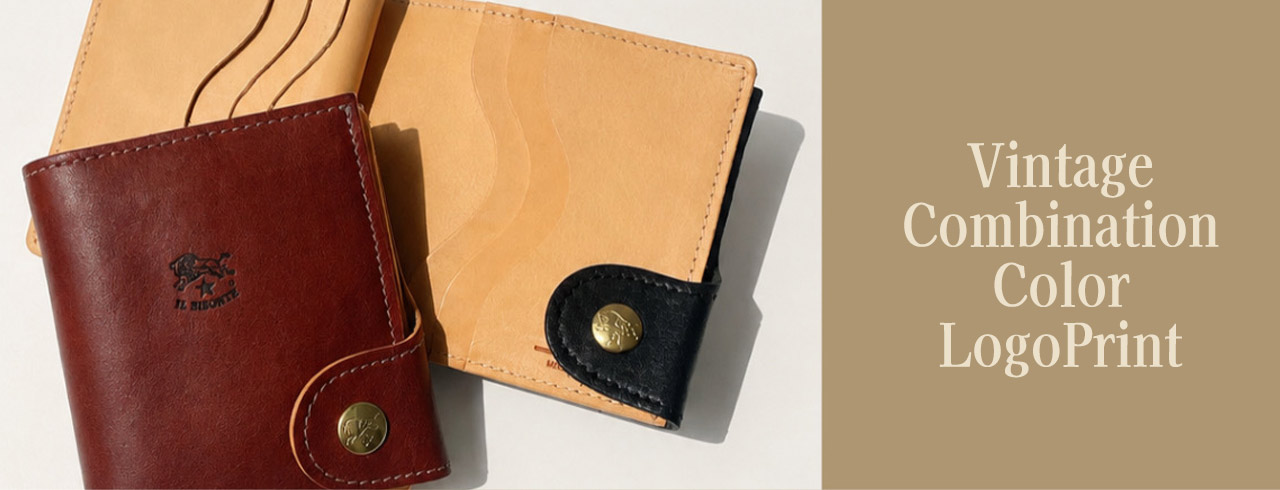  Vintage Combination Color Logo Print Leather